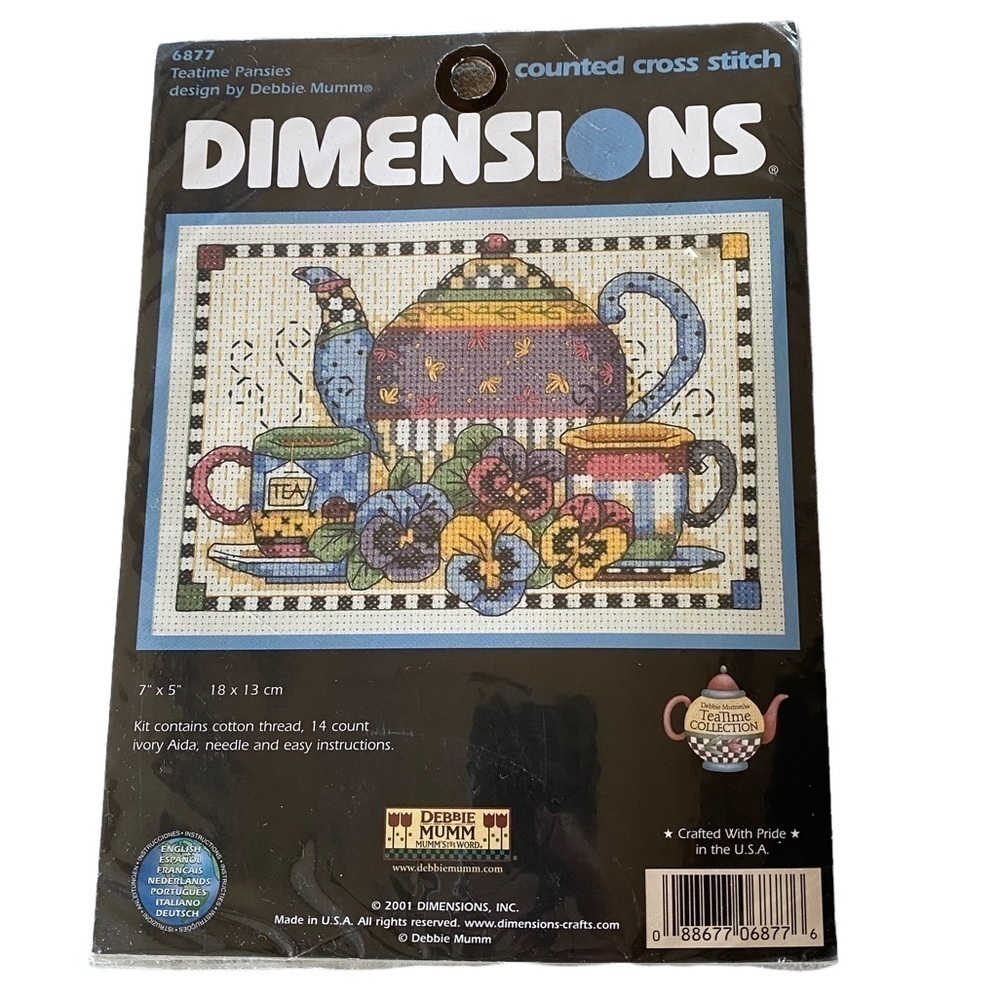 Teatime pansies debbie mumm counted cross stitch dimensions
